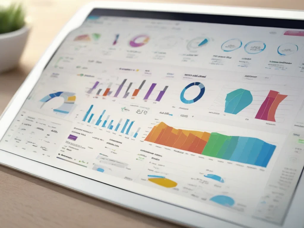Tableau de bord numérique comparant différents outils de création de sites web par intelligence artificielle.